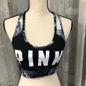 🎄 PINK sports bra  black, leaf print SZ M